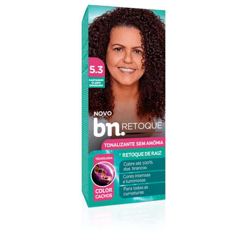 Tonalizante Castanho Claro Dourado 5.3 Sem Amônia 90g | bn.Cachos